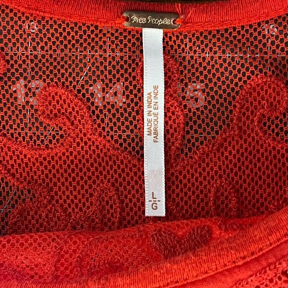Free People Red L Tank Boho Embroidered Flowy Statement Cottage core Rodeo - Picture 4 of 9